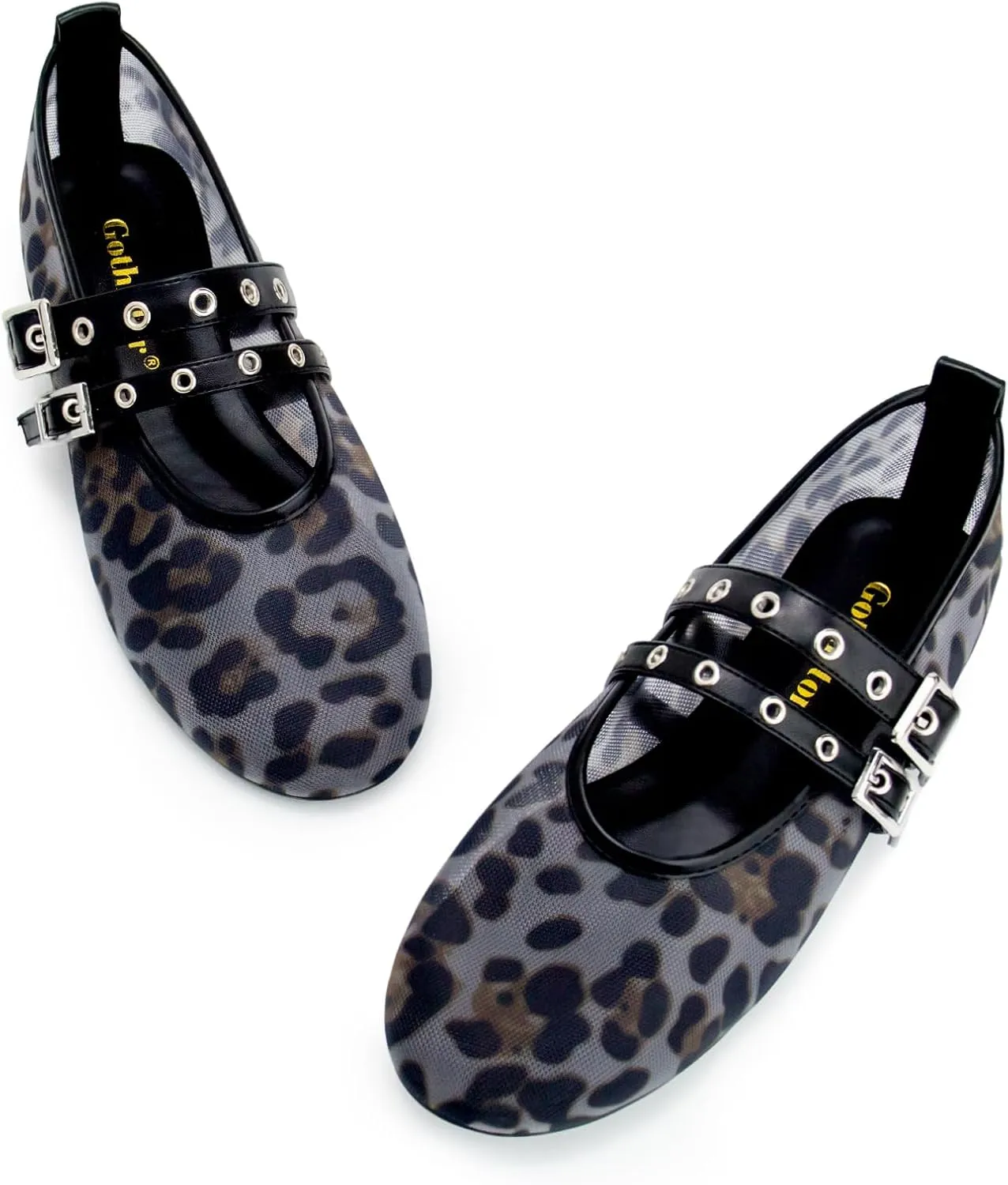 Leopard Flats for Women Mesh Flats Ballet Flats Mary Jane Flats Women's Dress Shoes Ballet Shoes