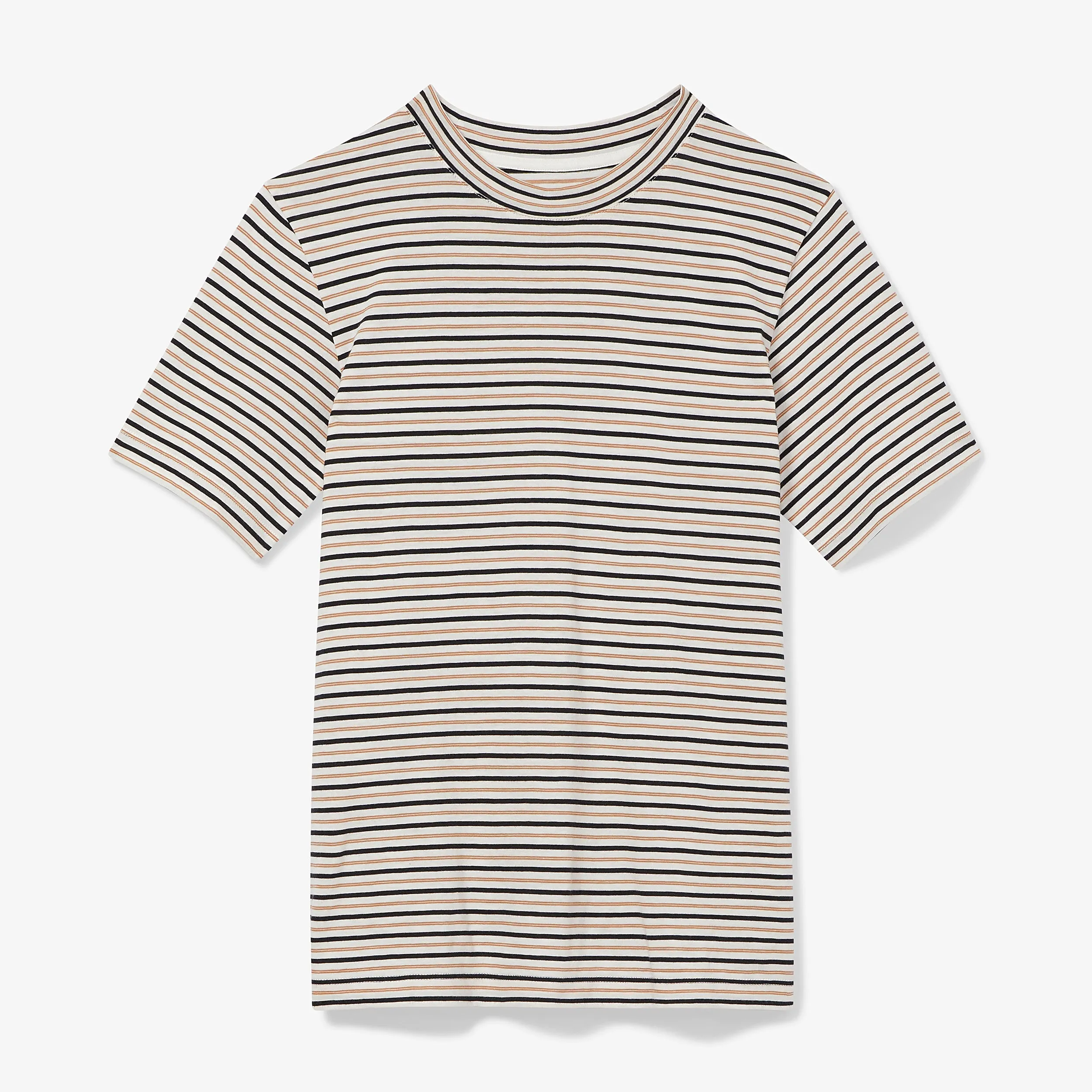 Leslie T-Shirt - Thin Striped Pima Cotton :: Tan / Black