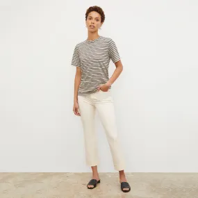Leslie T-Shirt - Thin Striped Pima Cotton :: Tan / Black