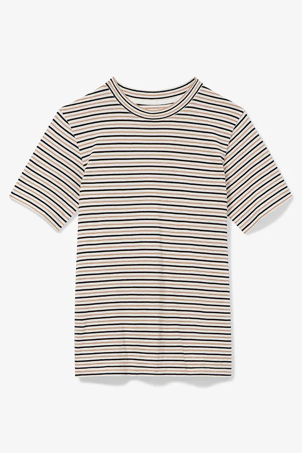 Leslie T-Shirt - Thin Striped Pima Cotton :: Tan / Black