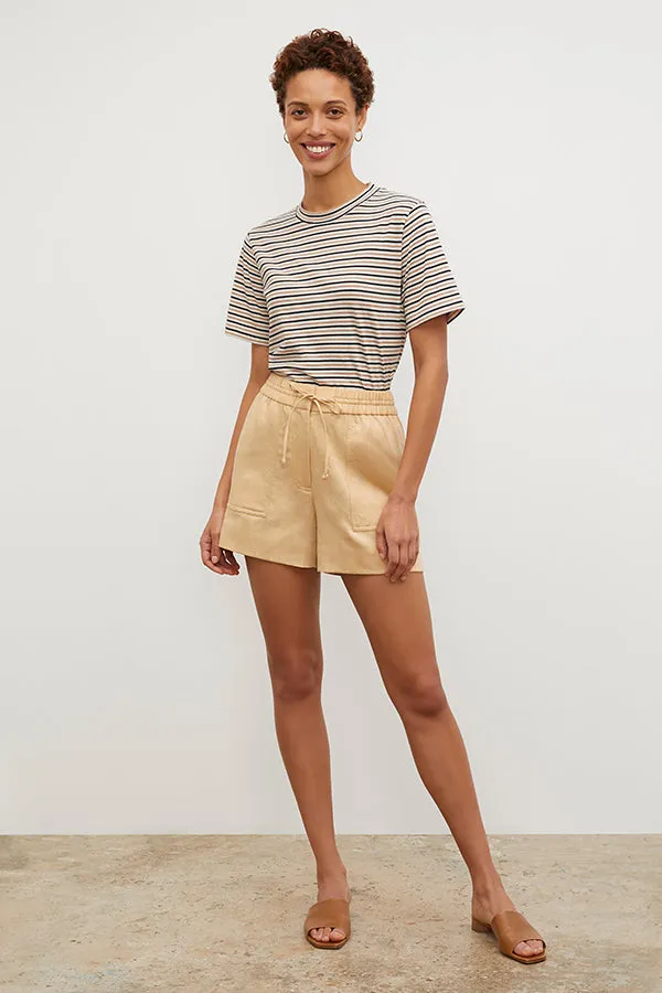 Leslie T-Shirt - Thin Striped Pima Cotton :: Tan / Black
