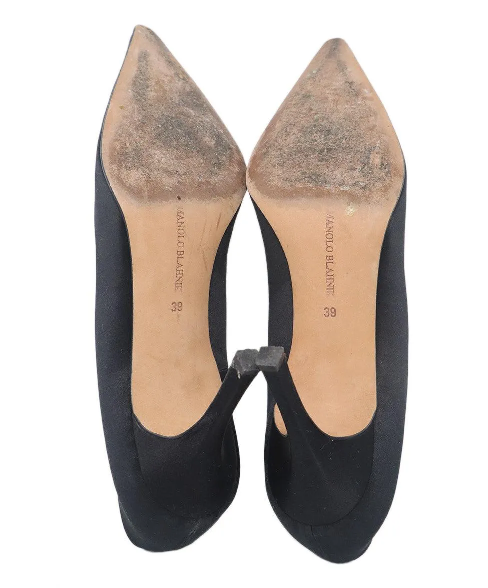 Manolo Blahnik Black Satin Heels sz 9