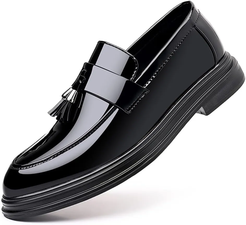 Men's Casual Driving Shoes Patent Leather Tassel Loafers Non-Slip Penny Formal Tuxedo Shoes Business Party Leather Shoes