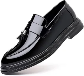 Men's Casual Driving Shoes Patent Leather Tassel Loafers Non-Slip Penny Formal Tuxedo Shoes Business Party Leather Shoes