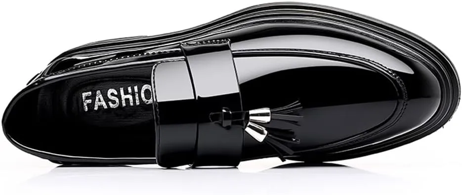 Men's Casual Driving Shoes Patent Leather Tassel Loafers Non-Slip Penny Formal Tuxedo Shoes Business Party Leather Shoes