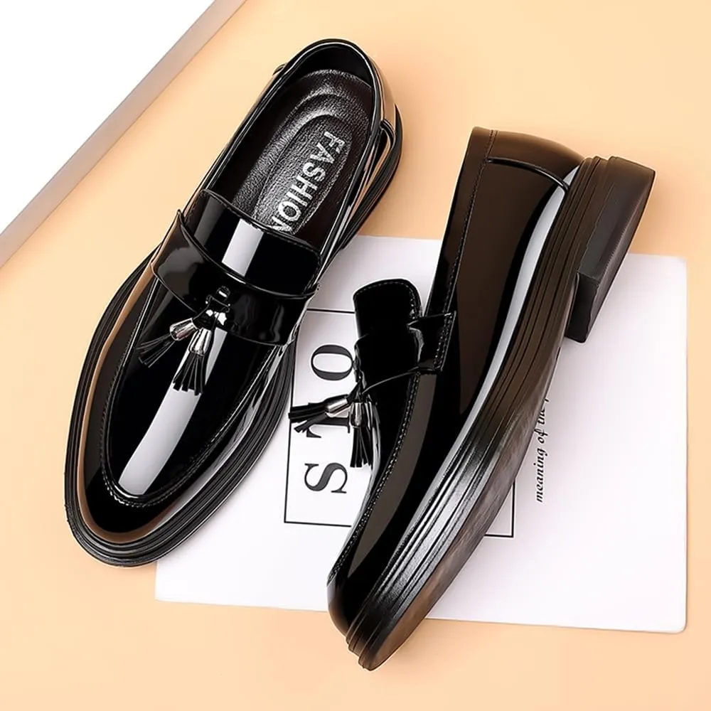 Men's Casual Driving Shoes Patent Leather Tassel Loafers Non-Slip Penny Formal Tuxedo Shoes Business Party Leather Shoes