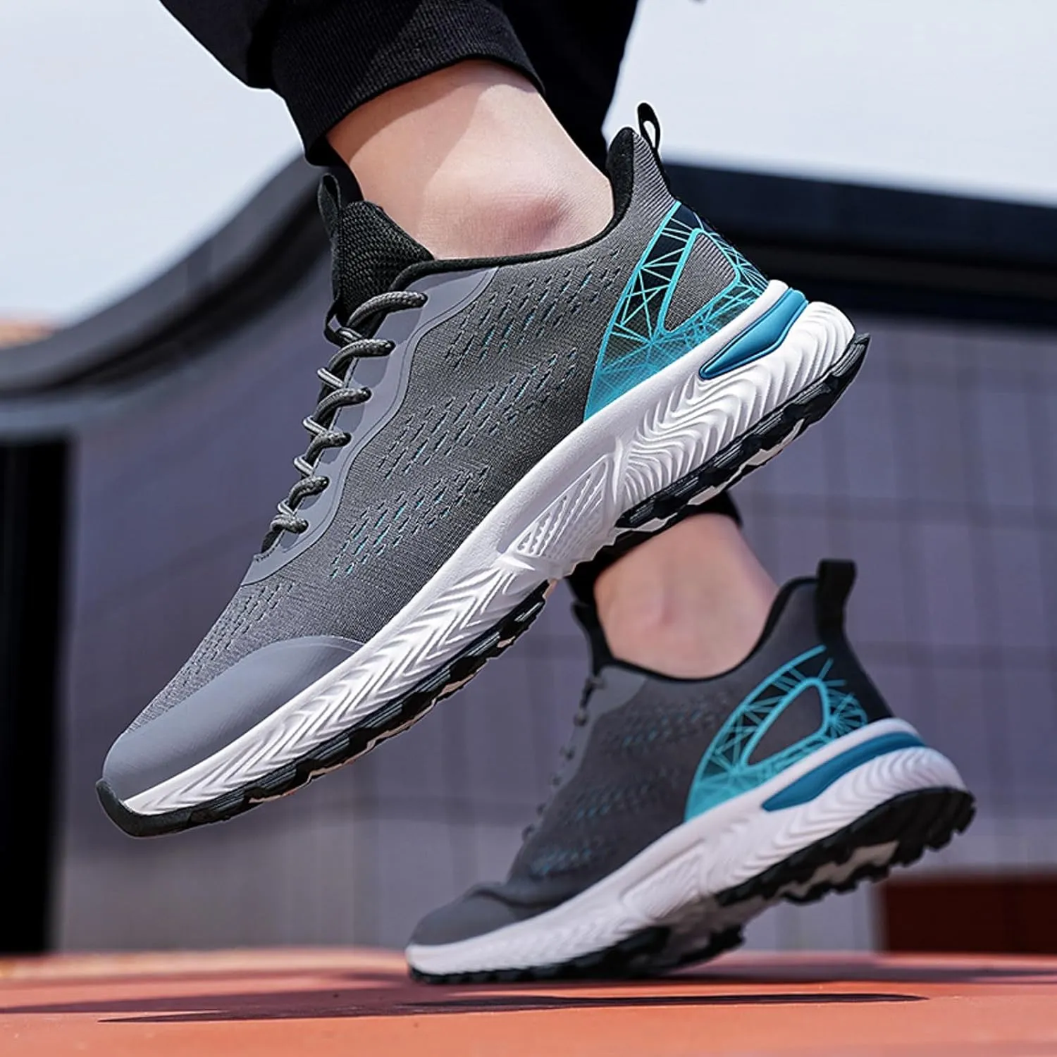 Men's Classic Casual Jogging Sneakers Comfortable Breathable Lace Up Sneaker Breathable Diabetic Shoes for Men