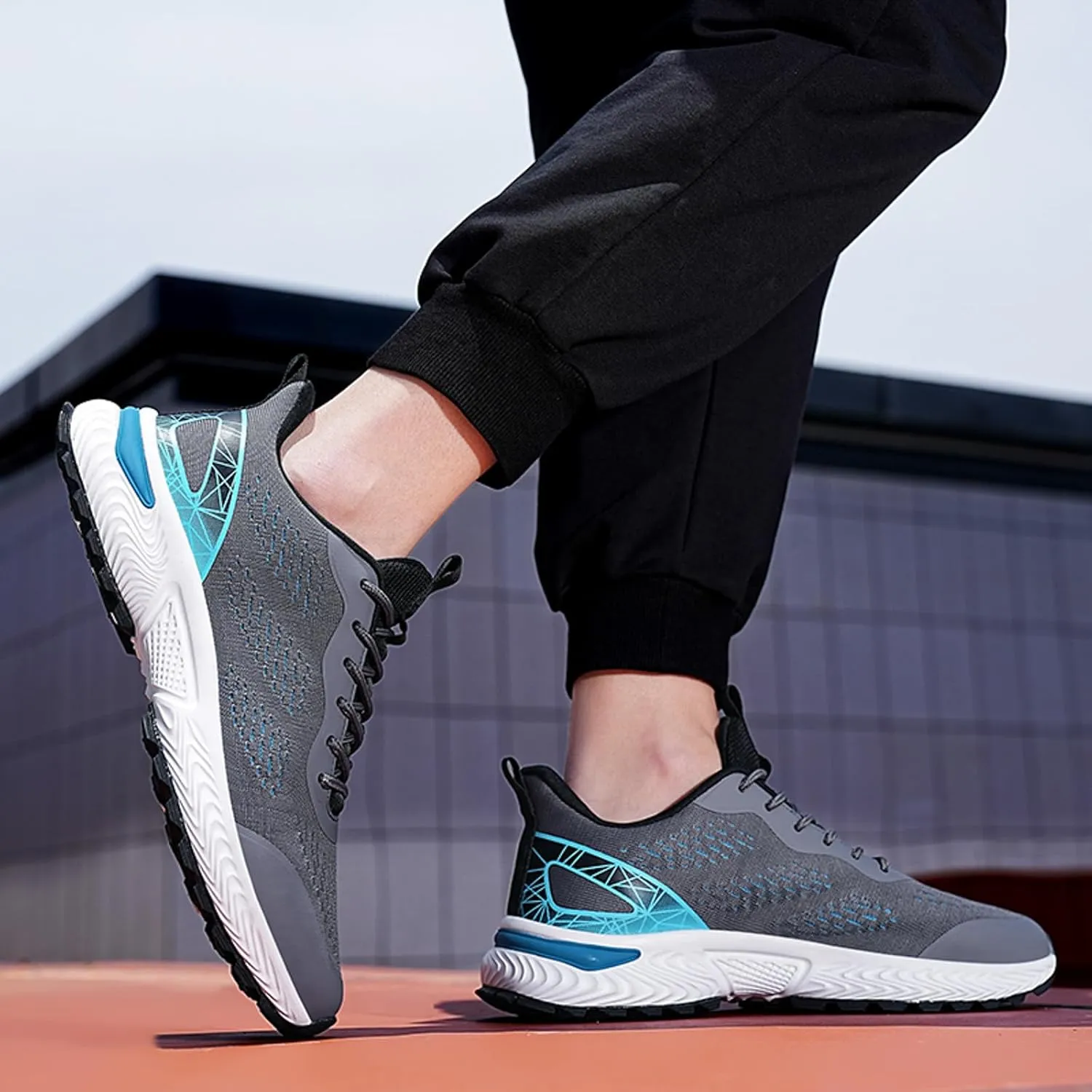 Men's Classic Casual Jogging Sneakers Comfortable Breathable Lace Up Sneaker Breathable Diabetic Shoes for Men