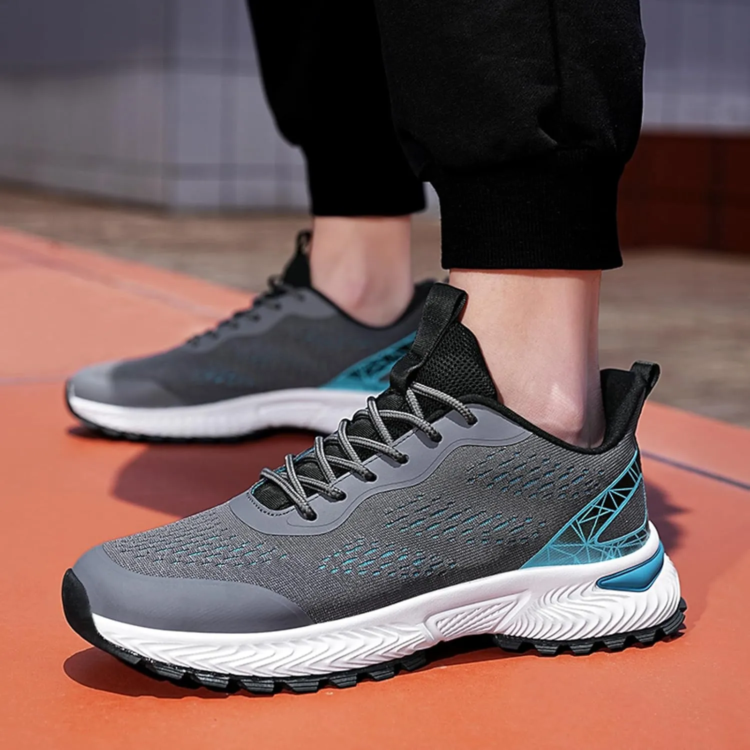 Men's Classic Casual Jogging Sneakers Comfortable Breathable Lace Up Sneaker Breathable Diabetic Shoes for Men