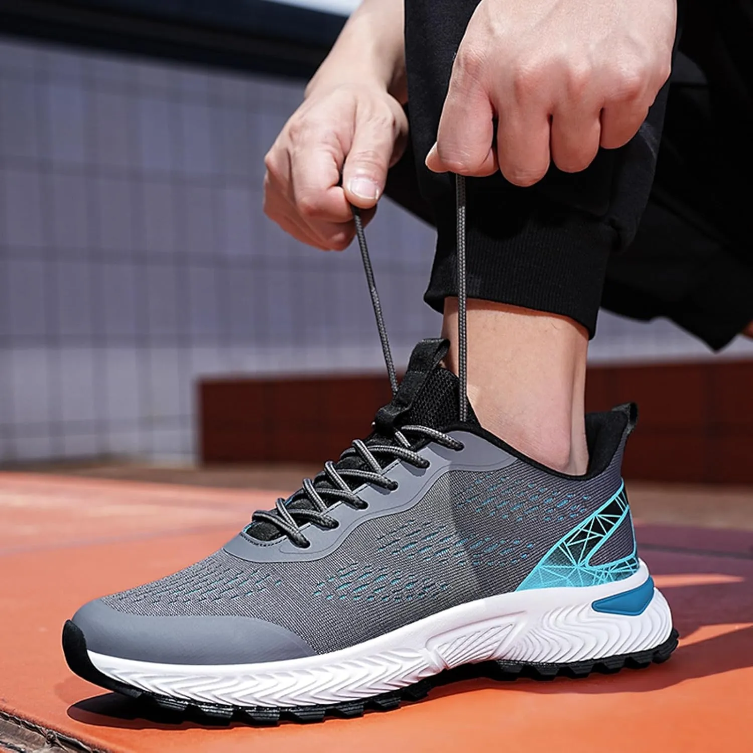 Men's Classic Casual Jogging Sneakers Comfortable Breathable Lace Up Sneaker Breathable Diabetic Shoes for Men