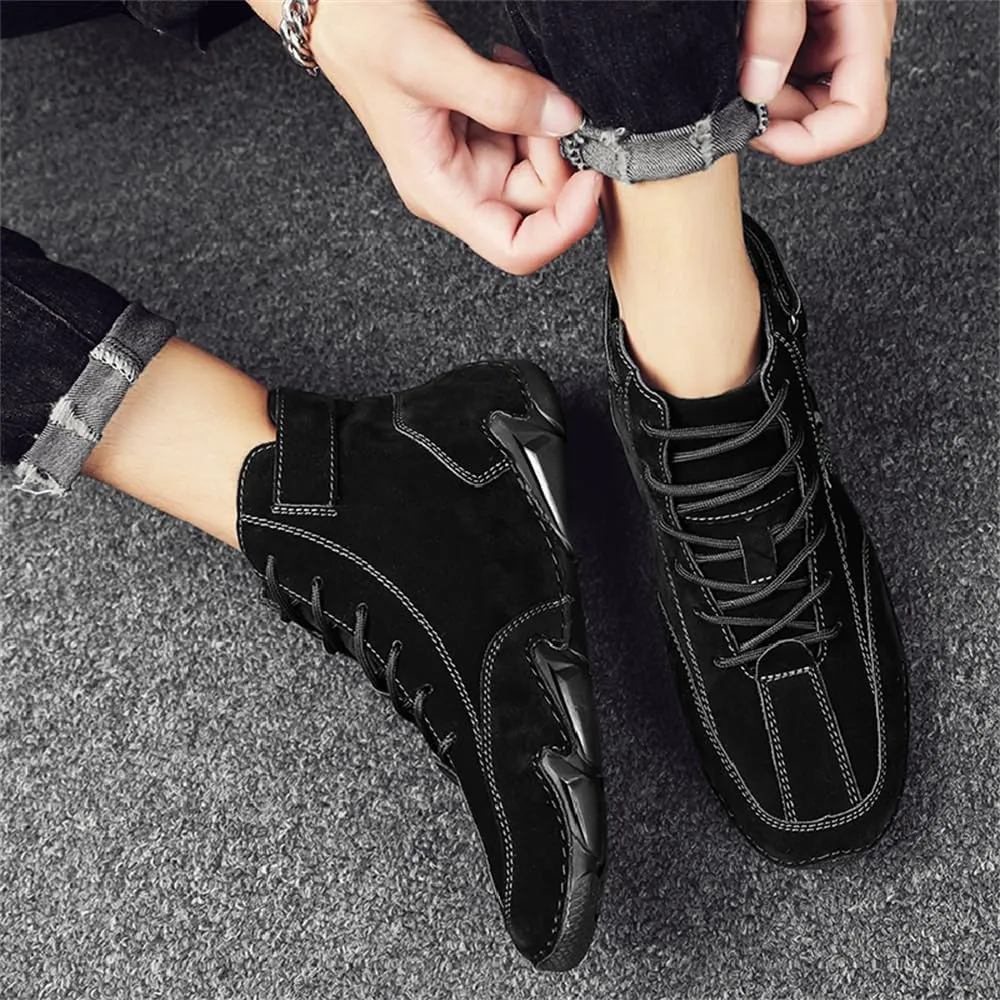 Men's High top Leather Sneakers Ankle Chukka Boots Slip On Lightweight Breathable Walking Shoes