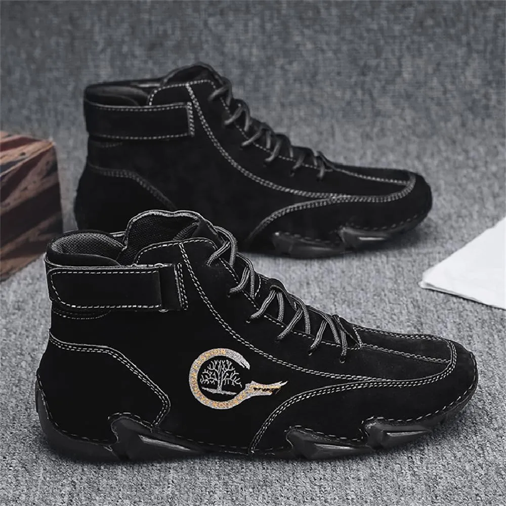 Men's High top Leather Sneakers Ankle Chukka Boots Slip On Lightweight Breathable Walking Shoes