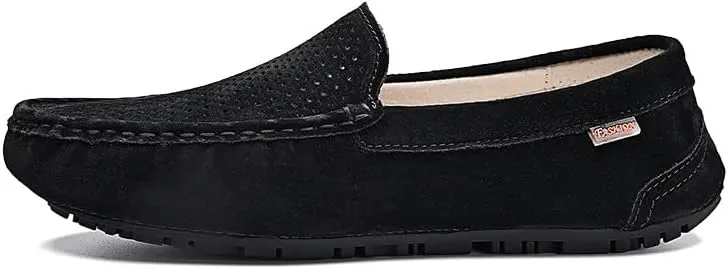 Mens Loafers Shoe Leather Driving Loafers Breathable Perforated Anti-Slip Comfortable Lightweight Prom Casual Slip-ons