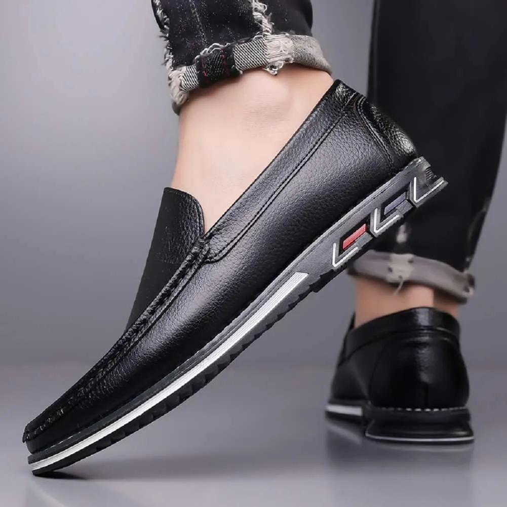 mitvr Mens Casual Leather Shoes Business Slip-on Shoes Comfort Fashion Driving Shoes for Male