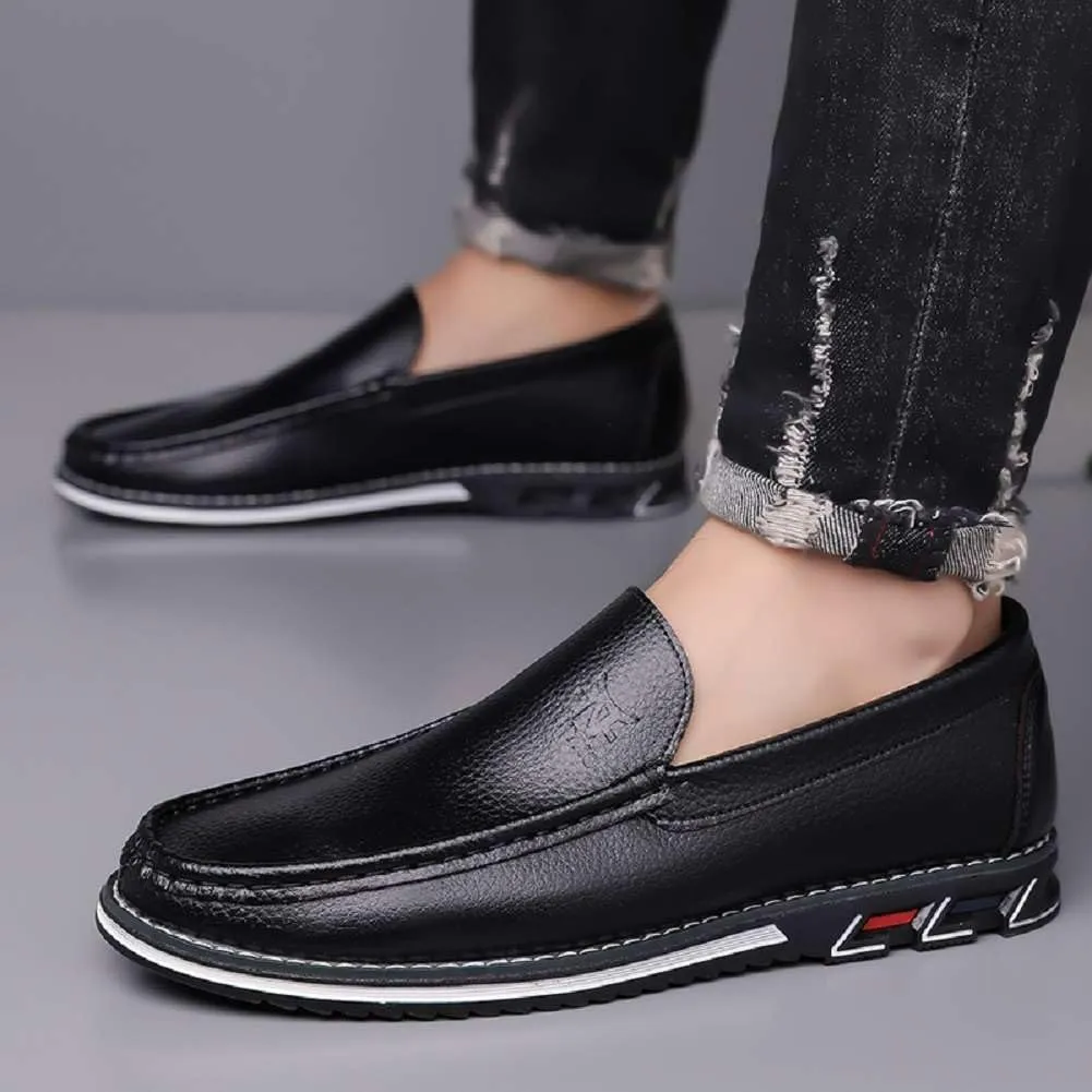 mitvr Mens Casual Leather Shoes Business Slip-on Shoes Comfort Fashion Driving Shoes for Male