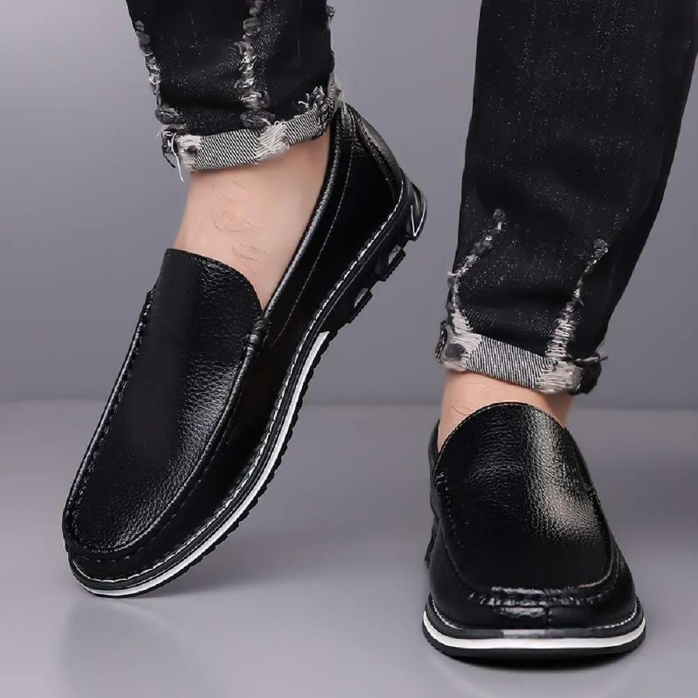 mitvr Mens Casual Leather Shoes Business Slip-on Shoes Comfort Fashion Driving Shoes for Male