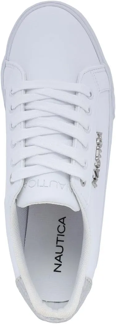 Nautica Women's Fashion Court Sneakers - Lace-Up Casual Tennis Shoes for Ladies