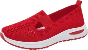 Orthopedic Shoes for Women Woven Orthopedic Slip On Shoes Women Mesh Breathable Casual Shoes Trendy Waterproof Sneakers Steel Toe Tennis Shoe Trainers Shoe