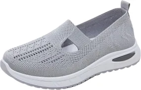 Orthopedic Shoes for Women Woven Orthopedic Slip On Shoes Women Mesh Breathable Casual Shoes Trendy Waterproof Sneakers Steel Toe Tennis Shoe Trainers Shoe