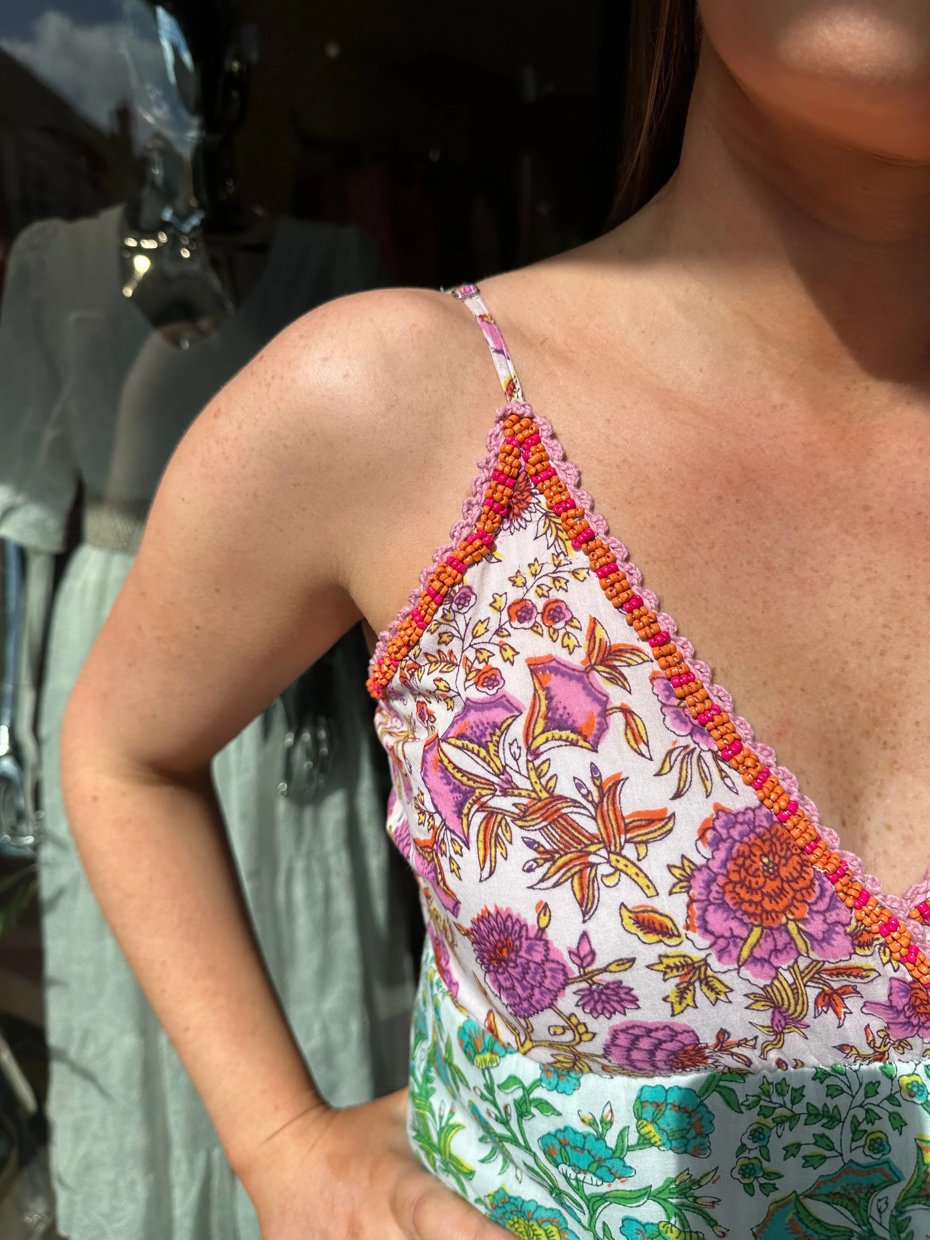 Place Du Soleil Rosa Green Long Chiffon Dress