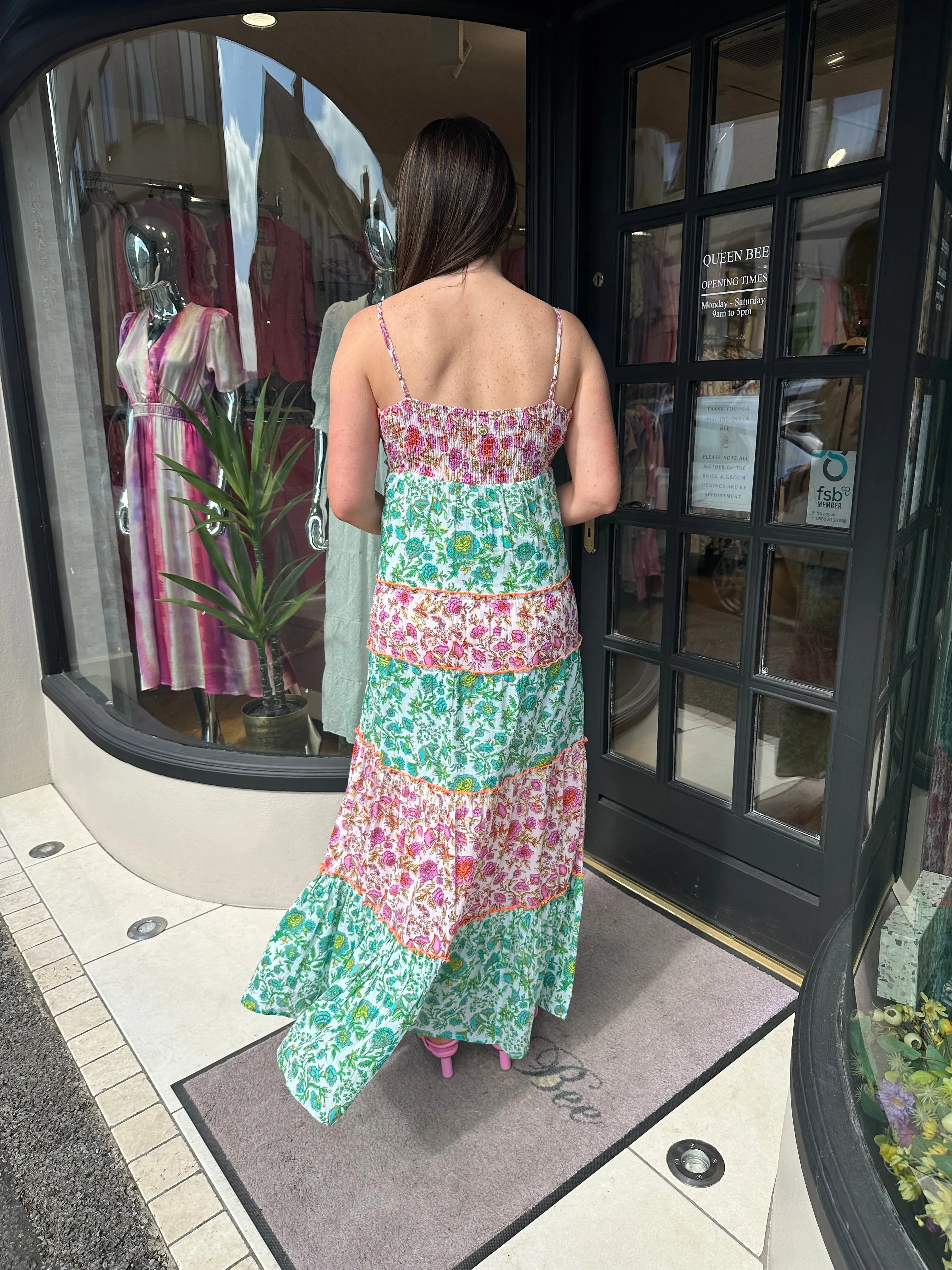 Place Du Soleil Rosa Green Long Chiffon Dress