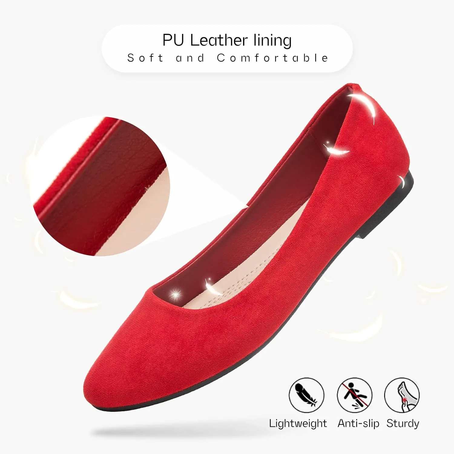 Shupua Flats for Women Round Toe Flat Shoes Dressy Black Ballet Flats Comfortable Womens Dress Shoes Ballerina Flats for Work