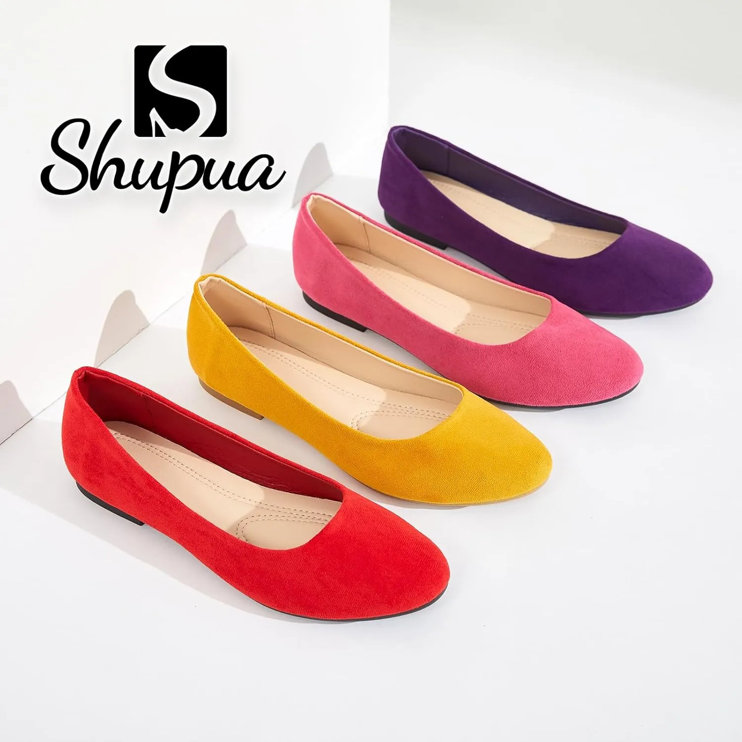 Shupua Flats for Women Round Toe Flat Shoes Dressy Black Ballet Flats Comfortable Womens Dress Shoes Ballerina Flats for Work