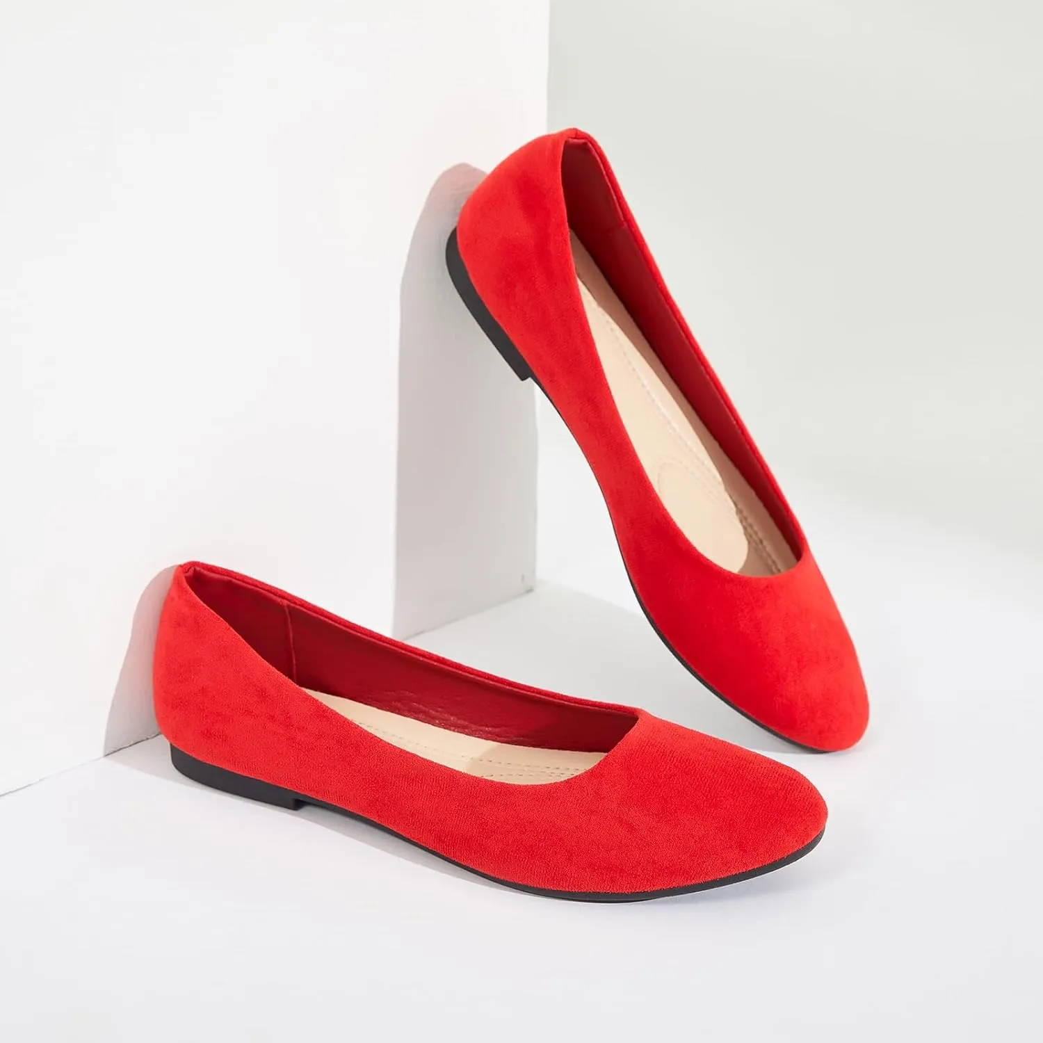 Shupua Flats for Women Round Toe Flat Shoes Dressy Black Ballet Flats Comfortable Womens Dress Shoes Ballerina Flats for Work