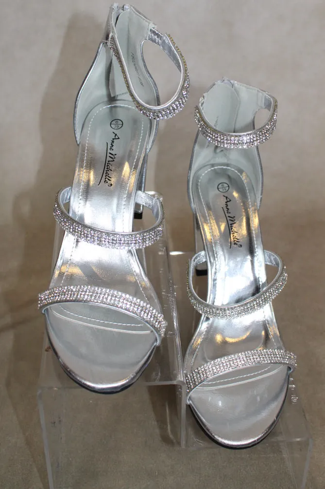 Silver Blocked Heel With Zipped Back