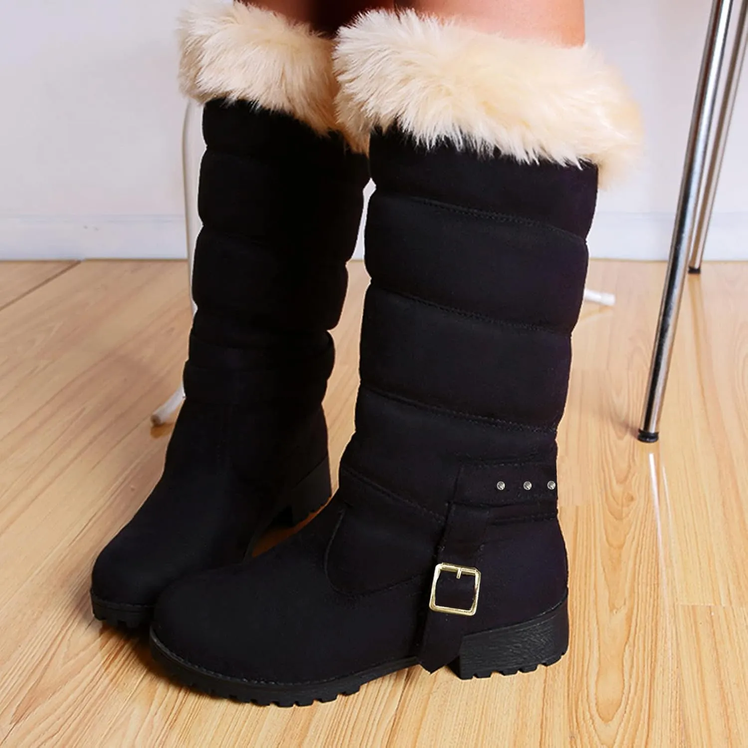 Snow Boots for Women - Waterproof Winter Work Boots with Fleece Lining
