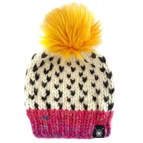 Tiny Hearts Faux Fur Pom-Pom Beanie in Azalea Gardens Baby/Youth