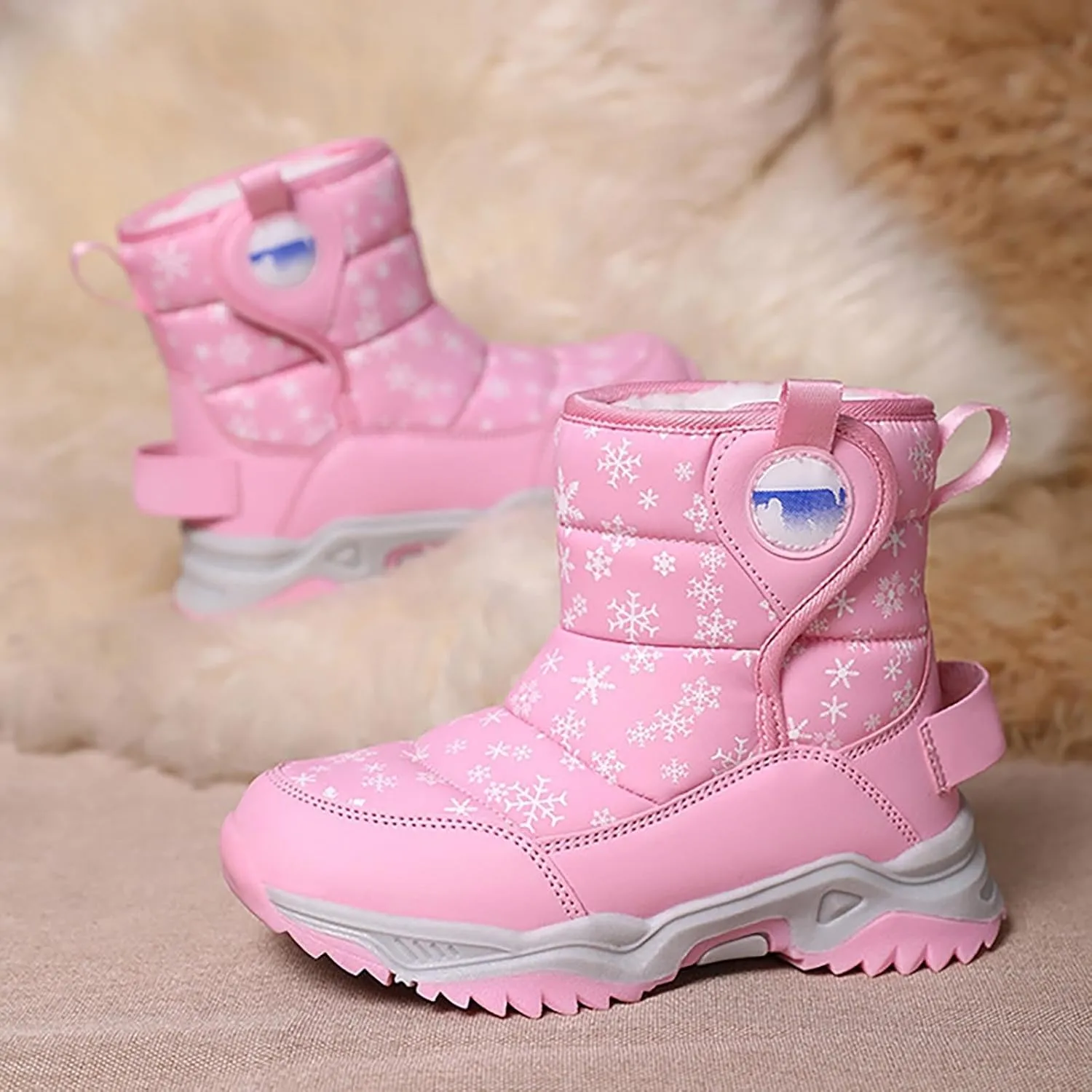 Unisex Boys Girls High-Top Snow Boots Kids Winter Warm Faux Lined Outdoor Sport Shoes Non Slip Kids Holly Boots