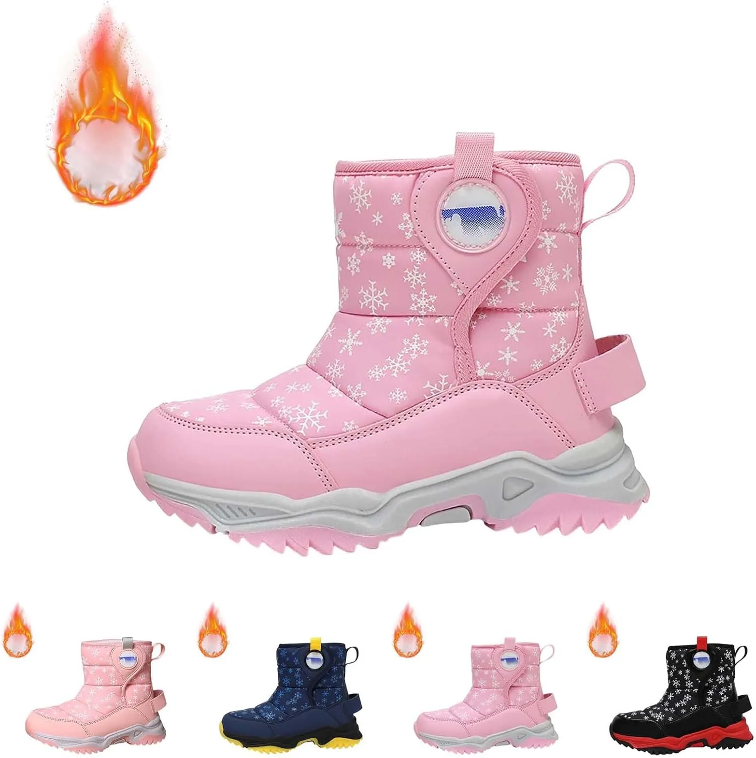 Unisex Boys Girls High-Top Snow Boots Kids Winter Warm Faux Lined Outdoor Sport Shoes Non Slip Kids Holly Boots