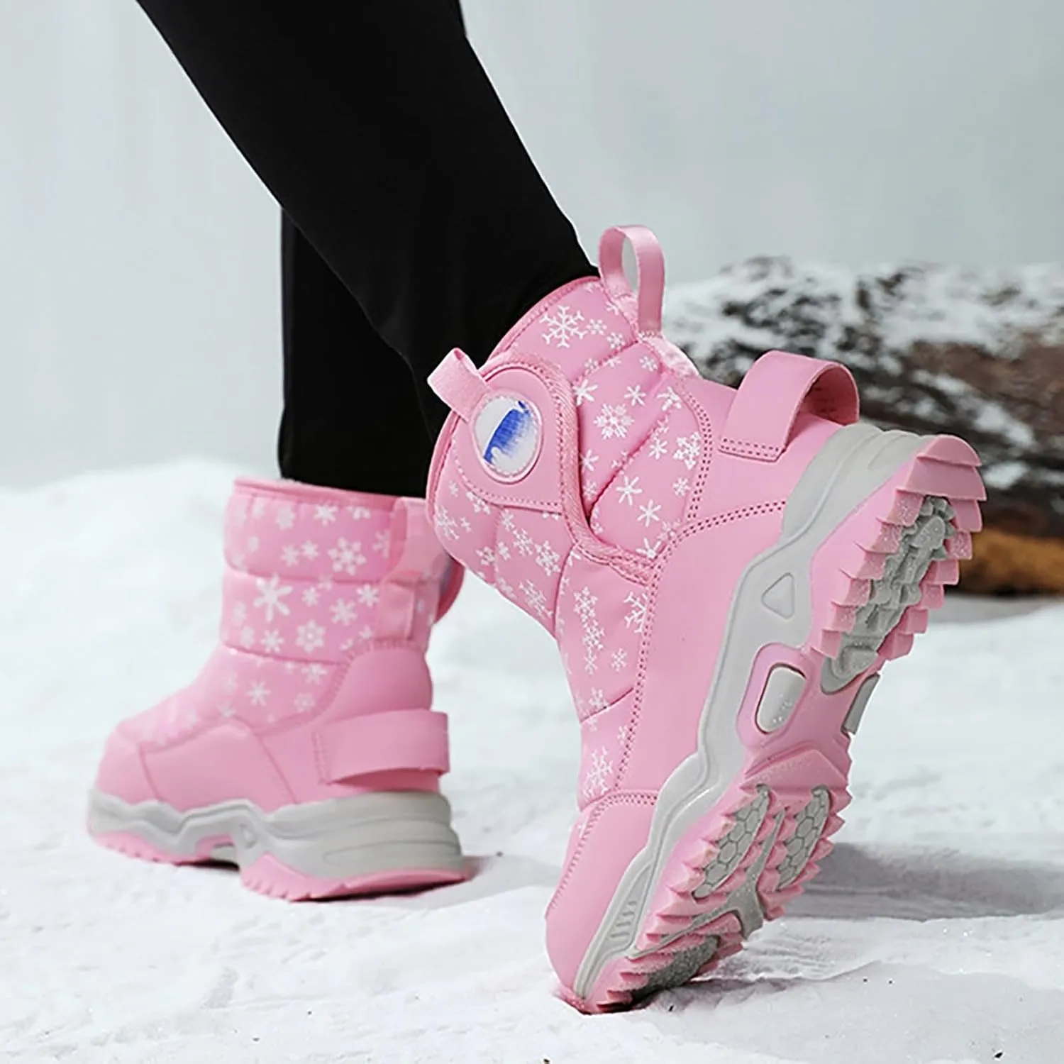 Unisex Boys Girls High-Top Snow Boots Kids Winter Warm Faux Lined Outdoor Sport Shoes Non Slip Kids Holly Boots