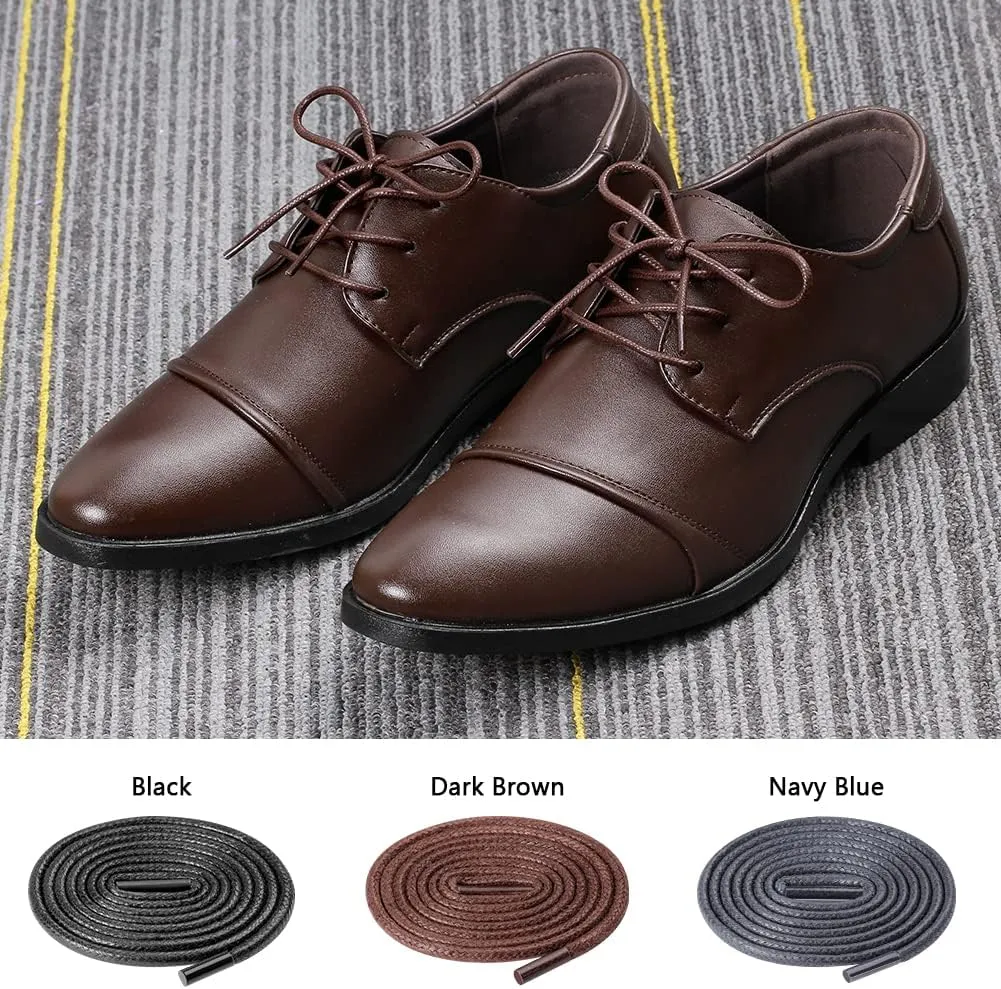 UpUGo Waxed Round Shoe Laces, 3/32" Thin Formal Business Oxford Shoelaces for Men or Women's Dress Shoes
