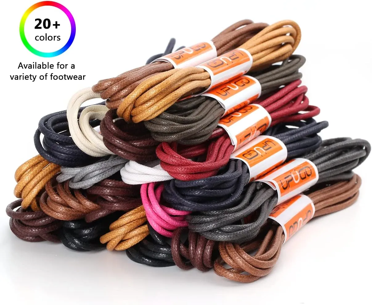 UpUGo Waxed Round Shoe Laces, 3/32" Thin Formal Business Oxford Shoelaces for Men or Women's Dress Shoes