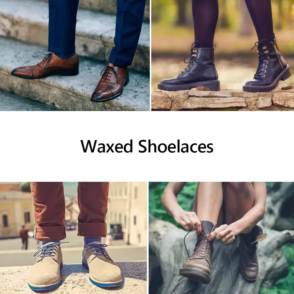 UpUGo Waxed Round Shoe Laces, 3/32" Thin Formal Business Oxford Shoelaces for Men or Women's Dress Shoes