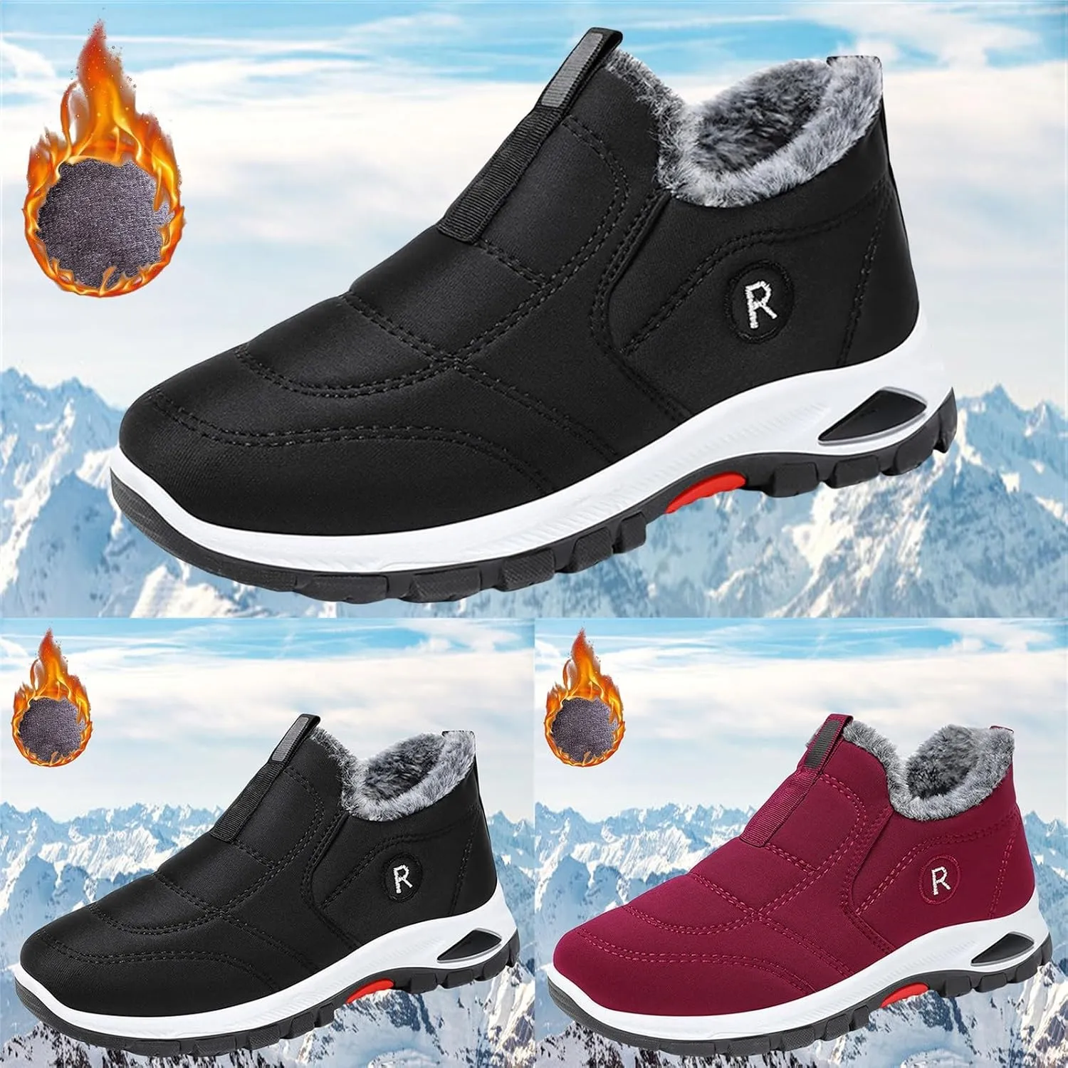 Winter Boots for Men Snow Boots Lightweight Waterproof Winter Boots Plush Lined Anti-slip Cold Weather Shoes
