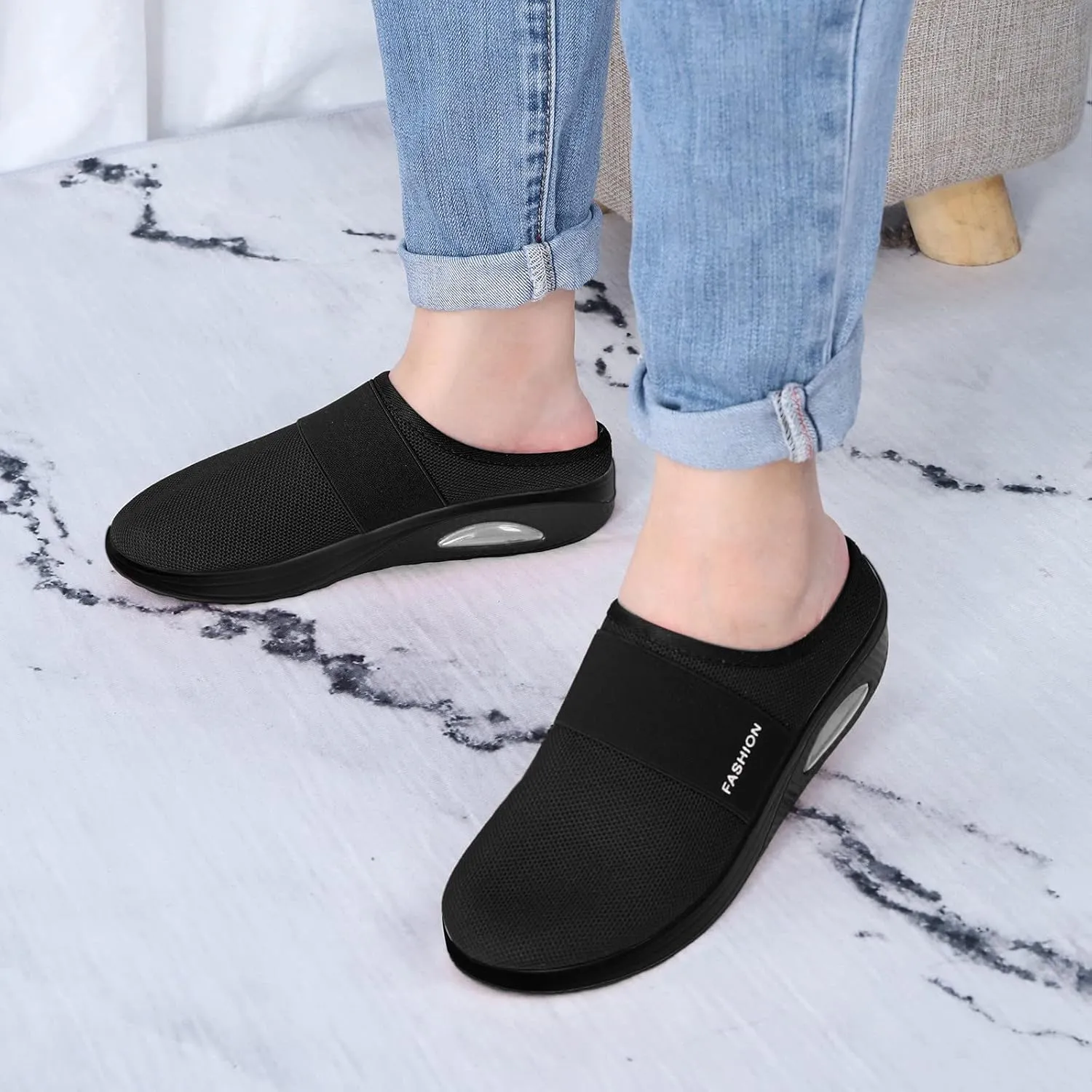 Womens Backless Sneakers Mesh Slip-on Mule Shoes Slip On Shoes Women Arch Support Men Casual Shoes Fashion Sneakers 2025 Waterproof Tennis Shoe Trainers Shoe