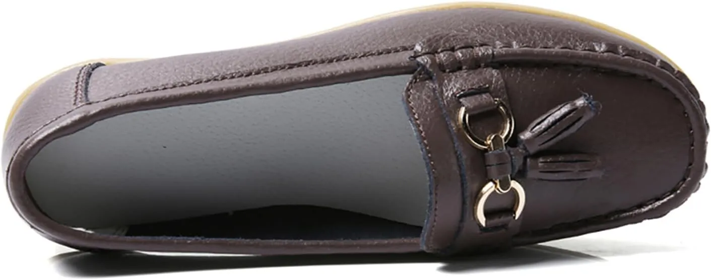 Women's Loafers Slip On Moccasins Casual Round Toe Soft Leather Lightweight Flats Driving Shoes Comfort Walking Shoes